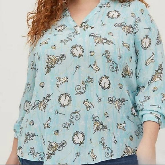 Torrid Disney Cinderella Hi Lo Blouse Blue 1X - Picture 1 of 7